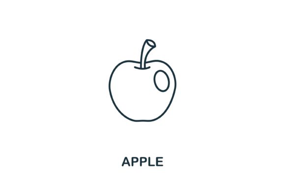 Apple Icon from Fruits Collection: Integrating Simple Line Symbols into Modern Visual Communication