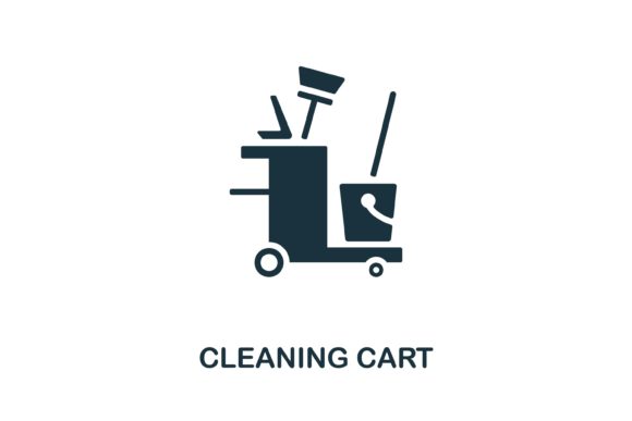 Evaluating the Monochrome Cleaning Cart Icon for Professional Design Projects
